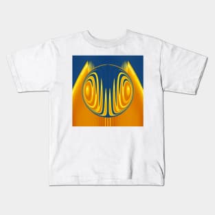 I CAN SEE SUMMER . Abstract symmetrical design in vivid yellow and bright blue Kids T-Shirt